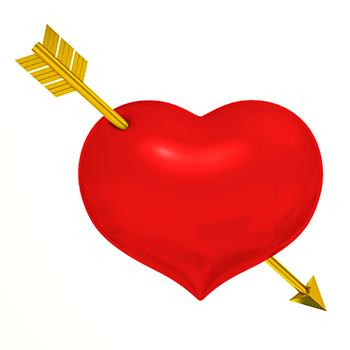 Hjärta med pil som symbol för alla hjärtans dag.
