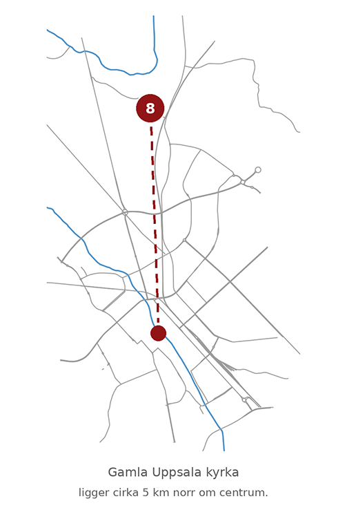 Interaktiv karta till var Gamla Uppsala ligger, till rundturen  Celsius i Uppsala.